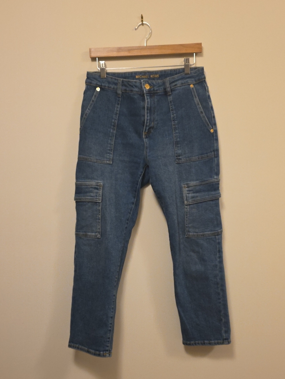 Michael Kors Women's Dark Blue Boyfriend Cargo Jeans